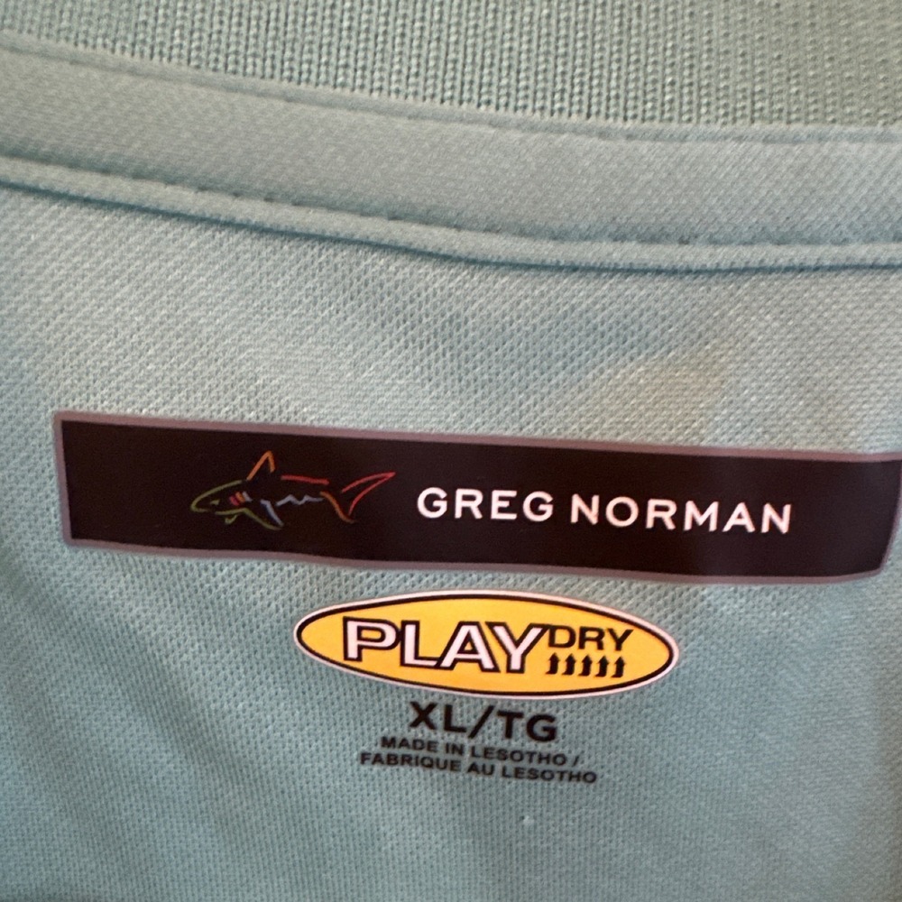 Greg Norman Play Dry Golf Polo Shirt Men's XL Tall Green Shark Logo Short Sleeve - Picture 2 of 4
